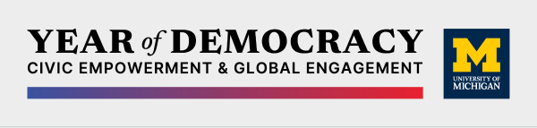 Year of Democracy and University of Michigan logo